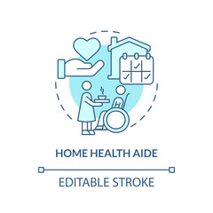 Home health aide blue concept icon. Professional medical healthcare service abstract idea thin line illustration. Isolated outline drawing. Editable stroke. Arial, Myriad Pro-Bold fonts used
