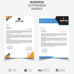 corporate modern letterhead design template with yellow, blue color. creative modern letter head design template for your project. letterhead, letter head, Business