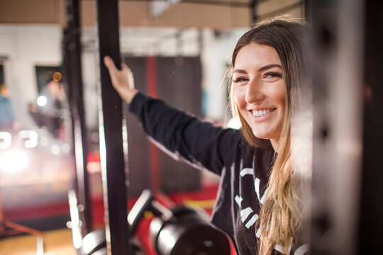 Portrait of an attractive woman at the gym