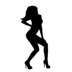 Fototapeta na wymiar Dancing girl on high heels black vector silhouette illustration