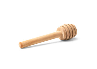 Wooden dipper for honey isolated.