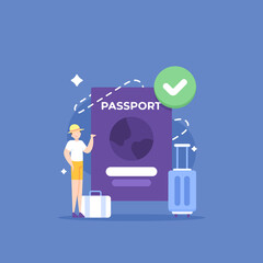passports, identity documents. document that is used to travel between countries. a tourist who wants to do a trip or vacation abroad. citizenship. illustration concept design. vector elements