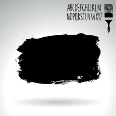 Black brush stroke and texture. Grunge vector abstract hand - painted element. Underline and border design.