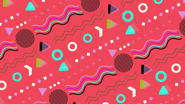 Beautiful colorful retro vintage red pattern shape animated loop able background 