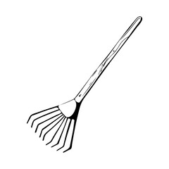 Fan rake on an isolated white background hand drawn.