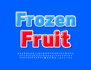 Vector advertising Sign Frozen Berry. Funny Blue Font. Bright Creative set of Alphabet Letters and Numbers