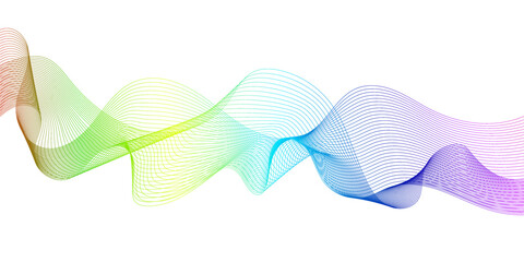 Abstract modern colorful wavy stylized blend liens and technology lines on transparent background. Blending gradient colors design for banner, wallpaper, background