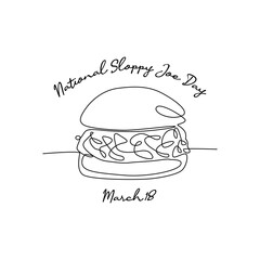 single line art of national sloppy joe day good for national sloppy joe day celebrate. line art. illustration.