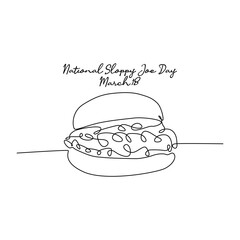 single line art of national sloppy joe day good for national sloppy joe day celebrate. line art. illustration.