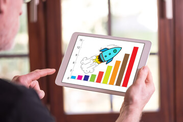 Business success concept on a tablet