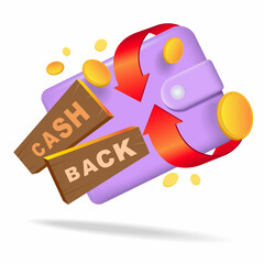 Cash and financial payment refund service. Illustration, cashback.