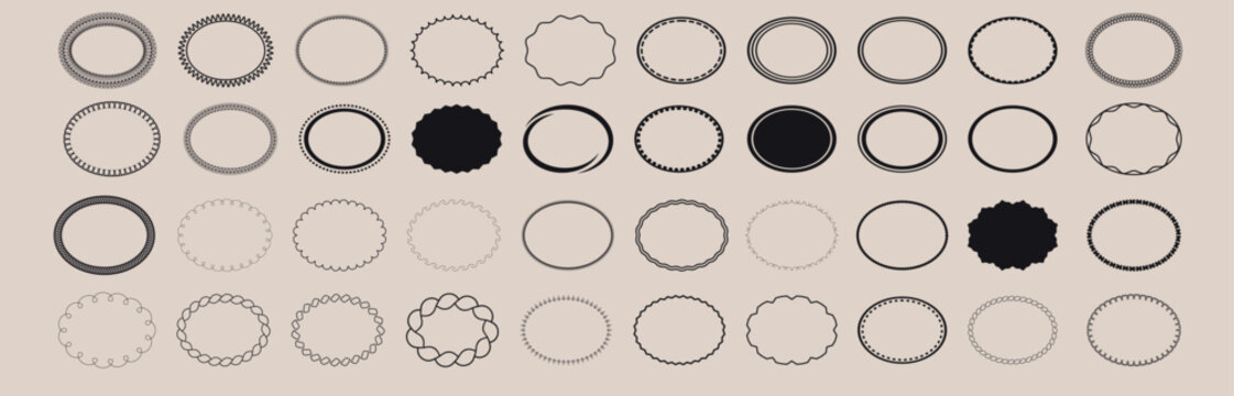 Oval Border. Basic Shapes Oval Monogram frame. Basic Shapes. Oval Logo. Emblem. Icon