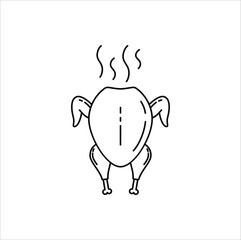 roasted chicken icon symbol vector design illustration line art