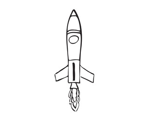 a rocket flies into space. business growth concept