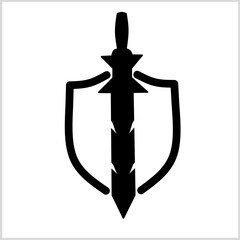 Sword icon conception with shield icon,  Vector Illustration for Icon, Logo etc