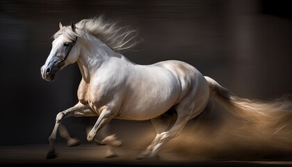 Obraz na płótnie Canvas Beautiful horse running in a paddock on a sunny day. Generative AI