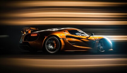 Obraz na płótnie Canvas Fast moving super sports car on the road with motion blur. Generative AI