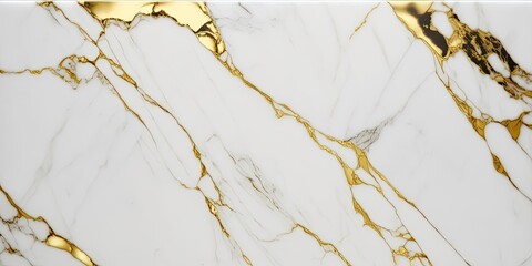 Gold and white marble stone textured background wallpaper. Generative AI - obrazy, fototapety, plakaty
