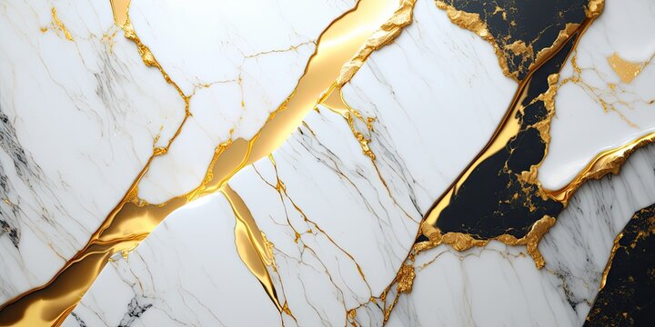 Gold and white marble stone textured background wallpaper. Generative AI