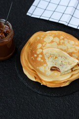 Super delicious crêpe (blini) filled with condensed milk