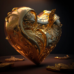 generative ai illustration of a heart of gold