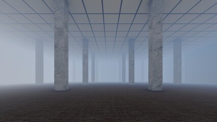 alone in empty backroom liminal space