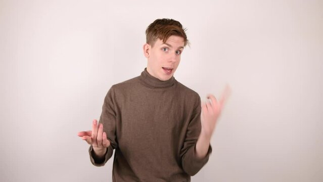 Man being very talkative with his hands.