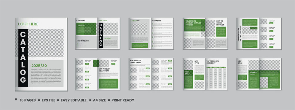 Professional product catalog template design, Company product catalog template, Minimalist 16 pages product brochure template design

