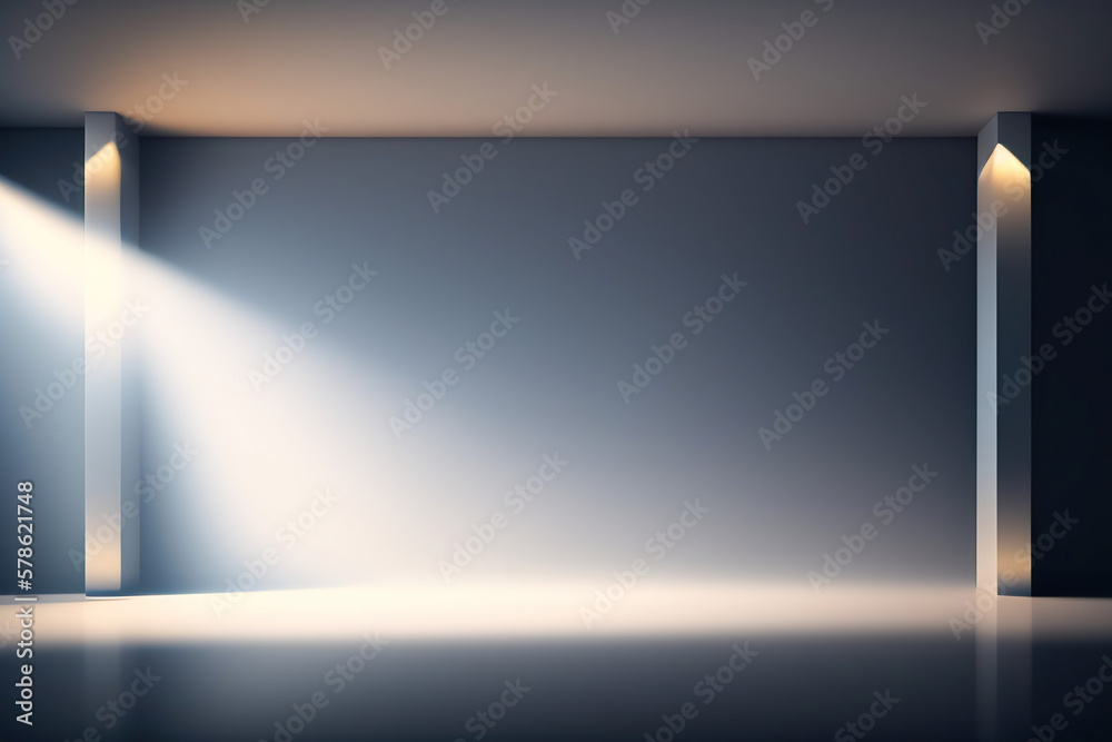 Leinwandbilder beautiful gray-blue empty wall with columns with lateral lighting. minimalistic background for produ