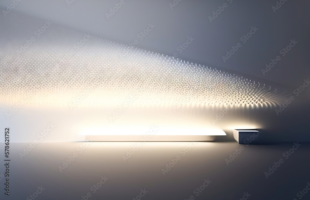 Poster light gray wall with a podium and beautiful lighting. background for product presentation. ai genera