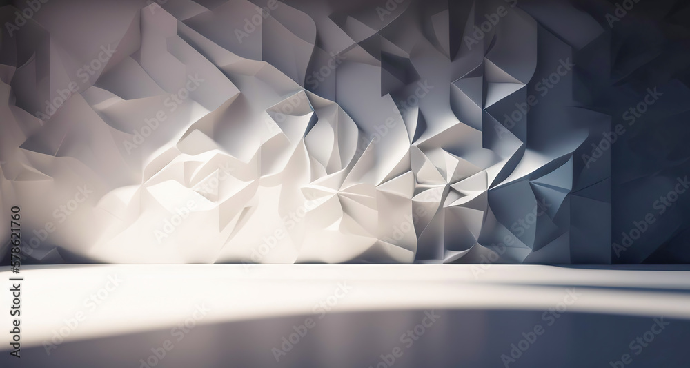 Aufkleber empty light and dark interior background. white geometrically textured 3d empty wall and smooth ligh
