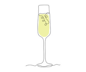wine glass , champagne glass Continuous One Line Drawing