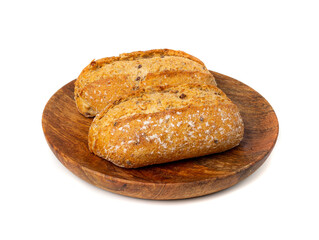Grain Bread Isolated, Whole Buns with Seeds, Rustic Organic Cereal Bread Grain Bun