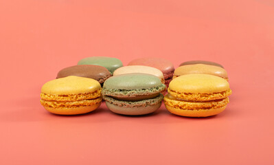 Macaron Cake Isolated, Macaroon Cookie, Almond Meringue, Sweet Macaroons, Colorful French Dessert