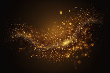 Fototapeta na wymiar Golden glitter sparkling dust on black background illustration