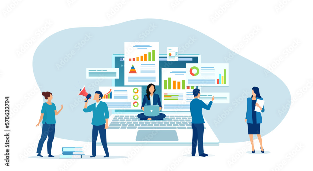 Wall mural vector of a group of people analyzing business data