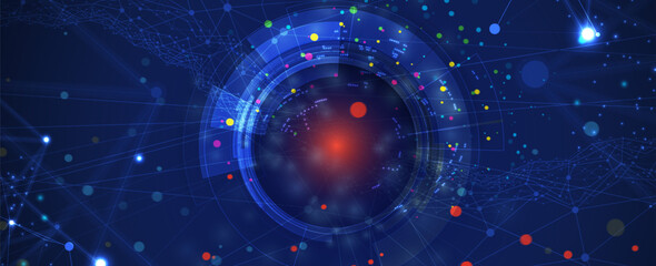 Quantum processing. Deep learning artificial intelligence. Future new technology  for business or science presentation