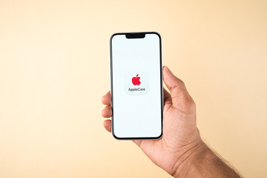 West Bangal, India - February 20, 2023 : Apple Care on phone screen stock image.