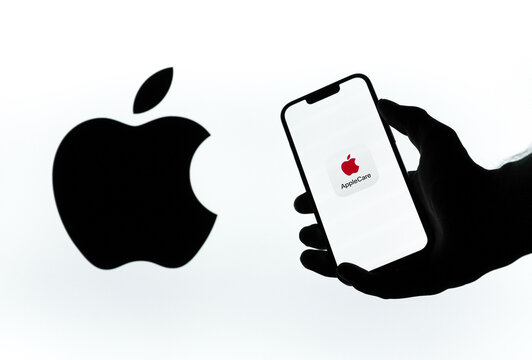 West Bangal, India - February 20, 2023 : Apple Care on phone screen stock image.