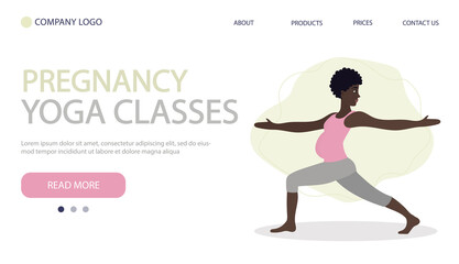 Pregnant woman exercising yoga. Concept illustration for healthy lifestyle, sport, exercising. Home page banner