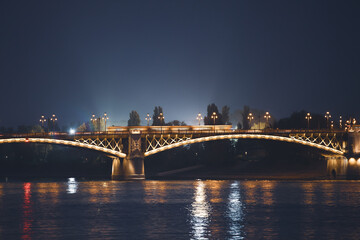 Budapest beautiful panoramic view at night-Margaret bridge