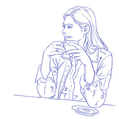 person with a coffee cup vector for card decoration illustration