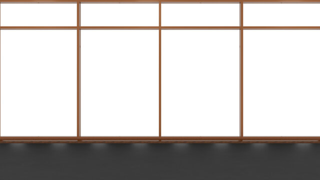 Real modern house window frame isolated on transparent background with clipping path