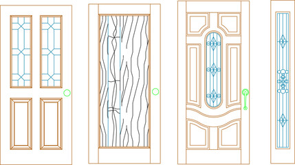 sketch vector detail illustration of classic wooden door