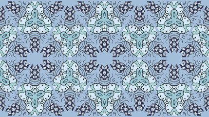 Colorful seamless triangle patchwork pattern. Abstract hand drawn art, stylized floral doodle ornament. Tribal ethnic arabic, indian decor. Vector collage quilt pattern. Textile fabric paper print