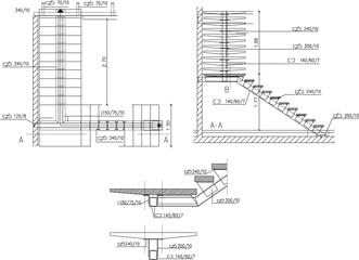 sketch vector illustration detail of house stairs