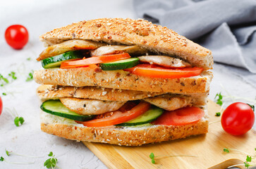 Grilled Chicken and Vegetable Sandwich, Healthy and delicious snack, breakfast, dinner or lunch