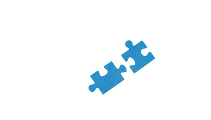 The set of two jigsaw puzzle pieces on a white isolated background with copy space for inscriptions or objects. the concept of business, education,
ideas that work together, finding solutions concept