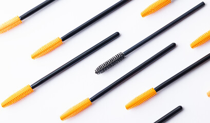 eyelash extension treatment tools, brushes on a white background 