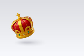 3d Vector Golden Royal Crown, Monarchy Royality Luxury Medieval Decoration. © Kannapat